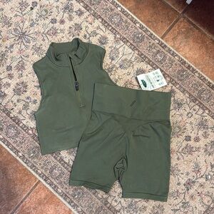 Women's green workout set